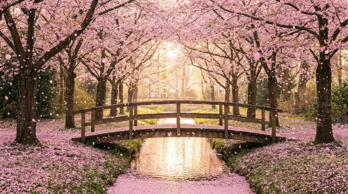 樱花桥畔 - 缅北开火车 唯美风景